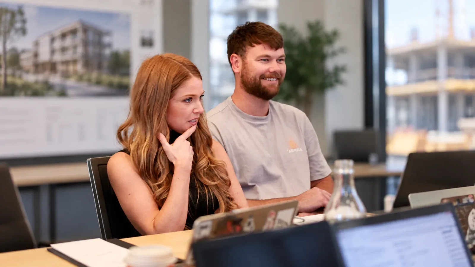 Jaymee and Elle in their office