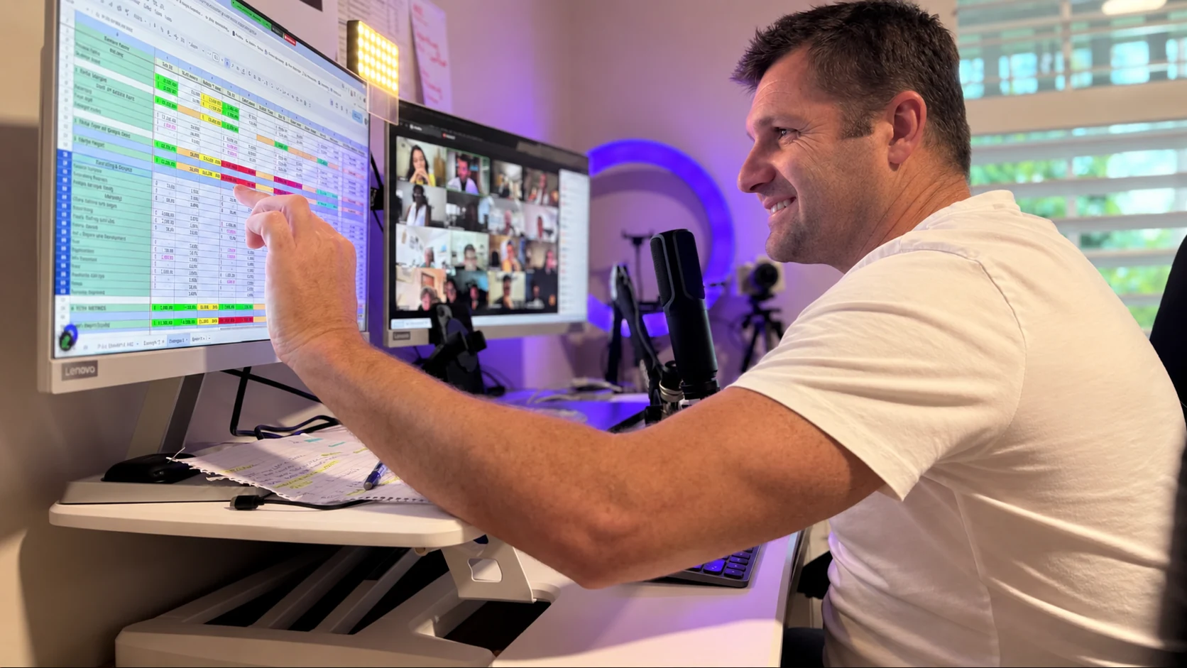 Andrew working with business owners on a video call