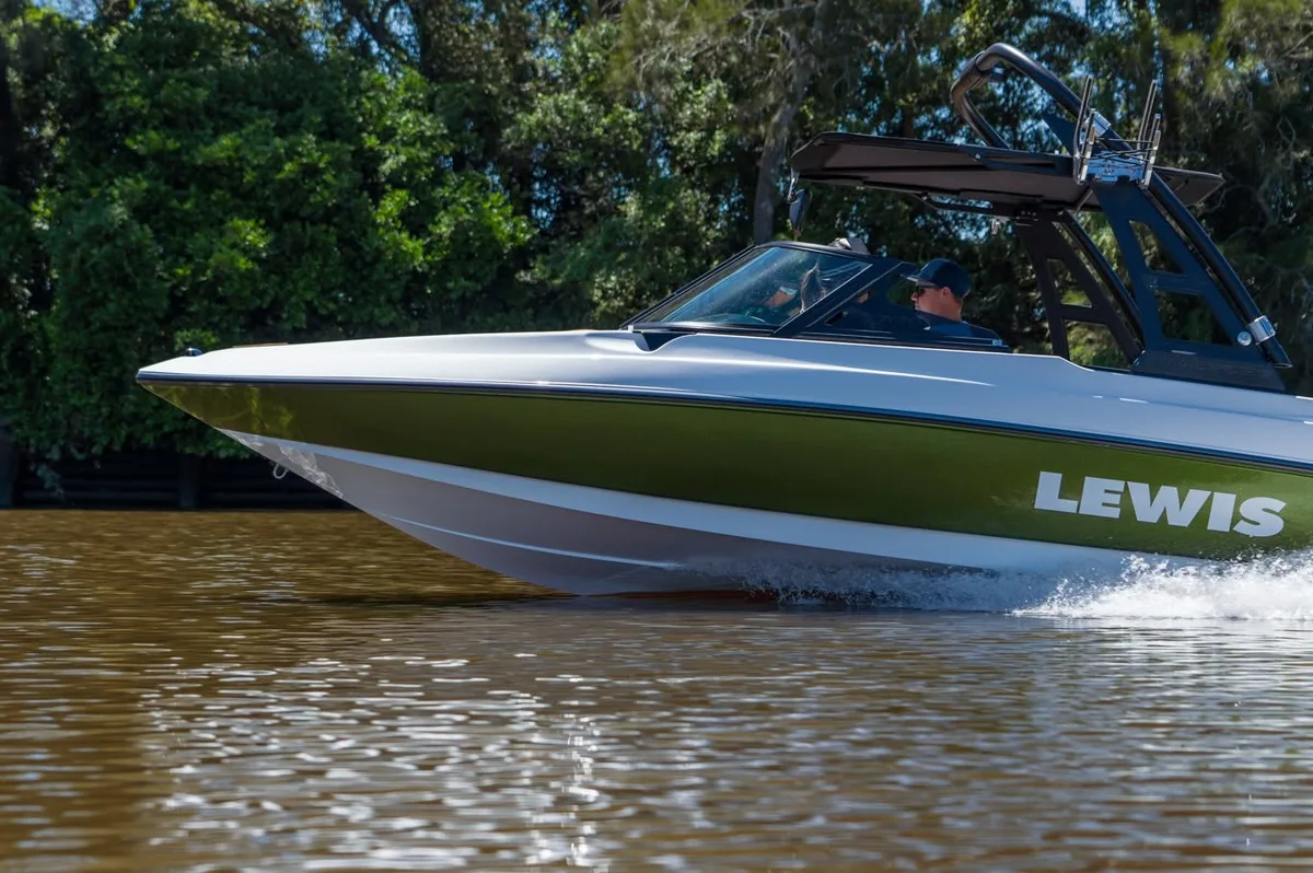 A Lewis boat under way on the river
