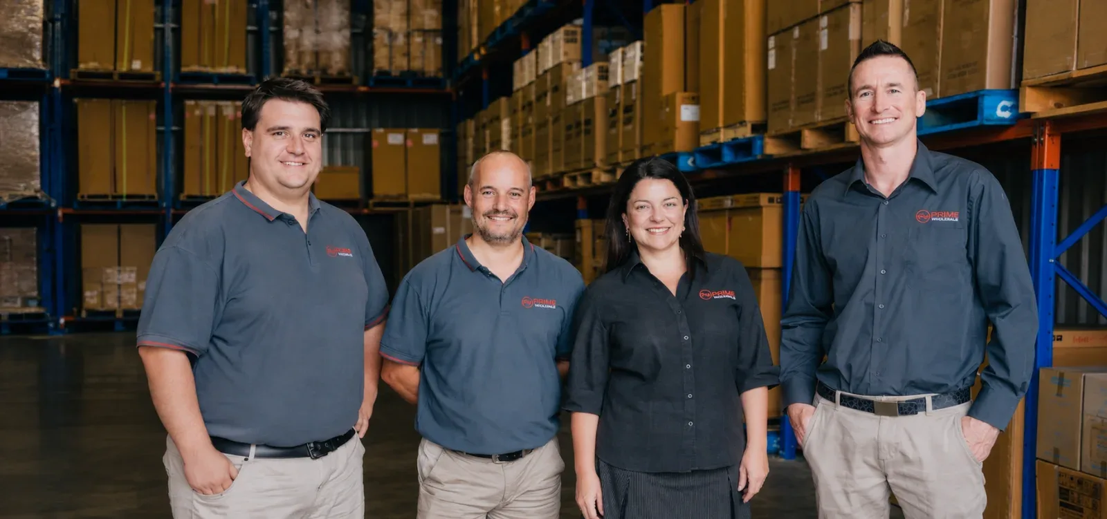 The Prime Wholesale team in their warehouse