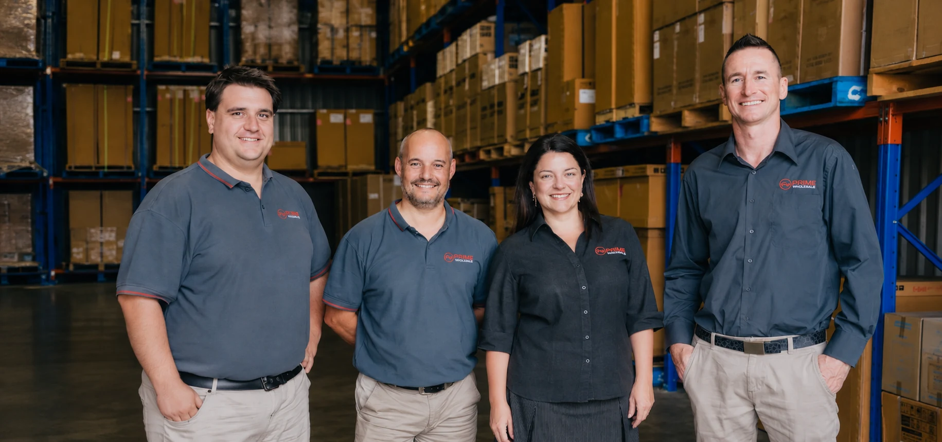 The Prime Wholesale team in their warehouse