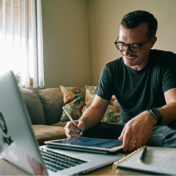 Client going through business coach course