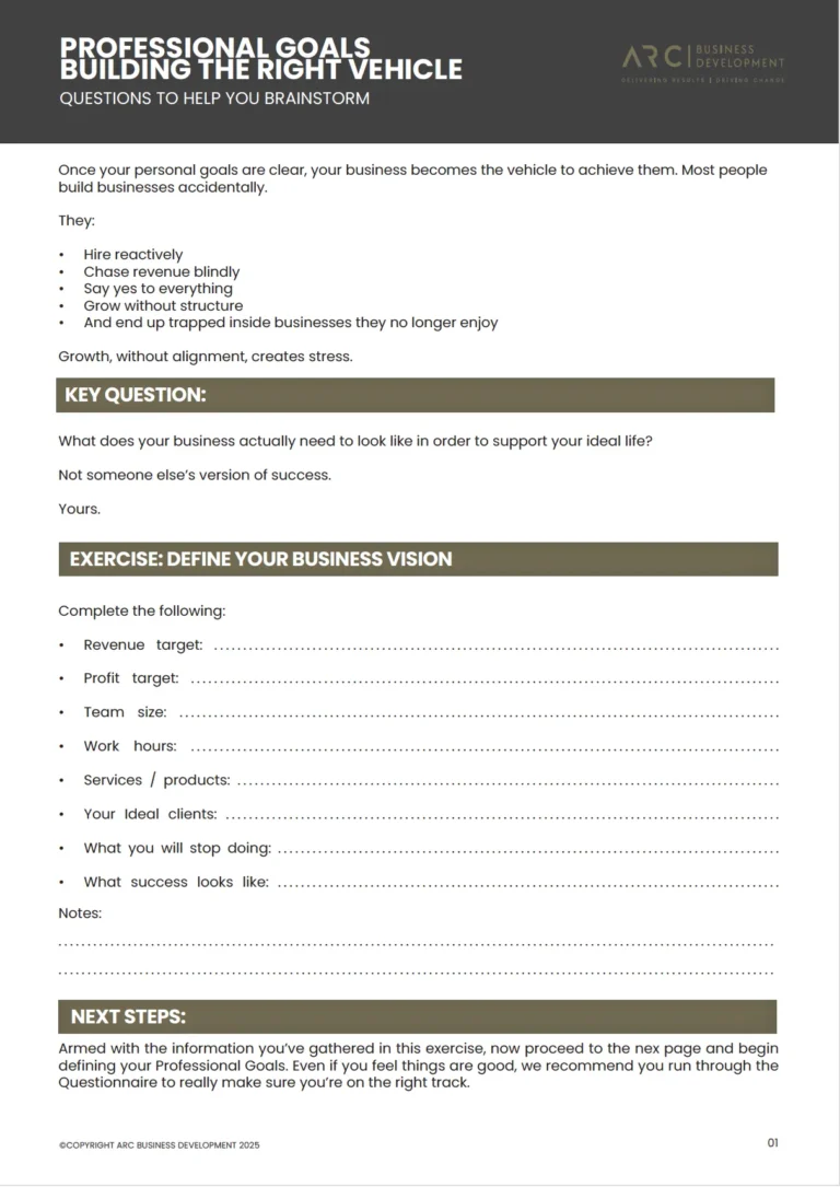 Professional Goals Exercises